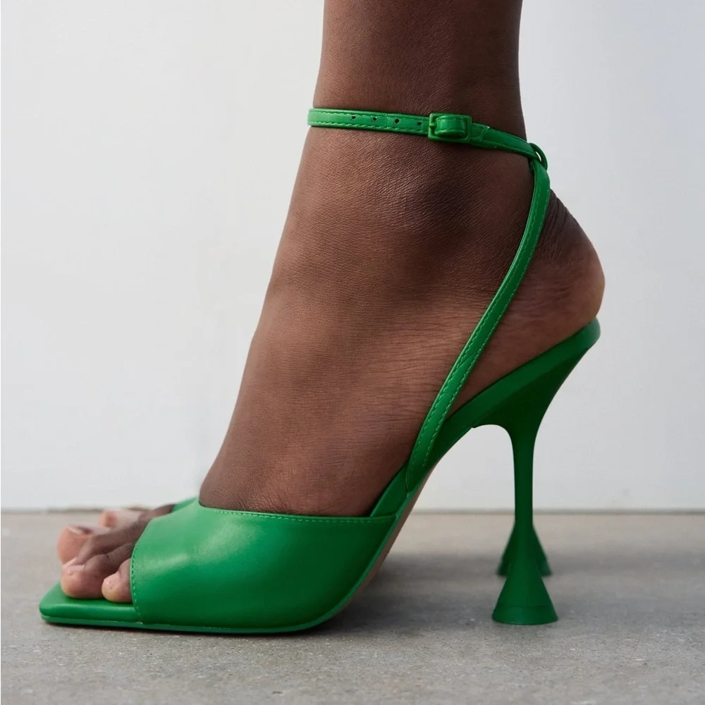 NWT. Zara Green Heeled Sandals. Size 7,5 - Picture 3 of 9